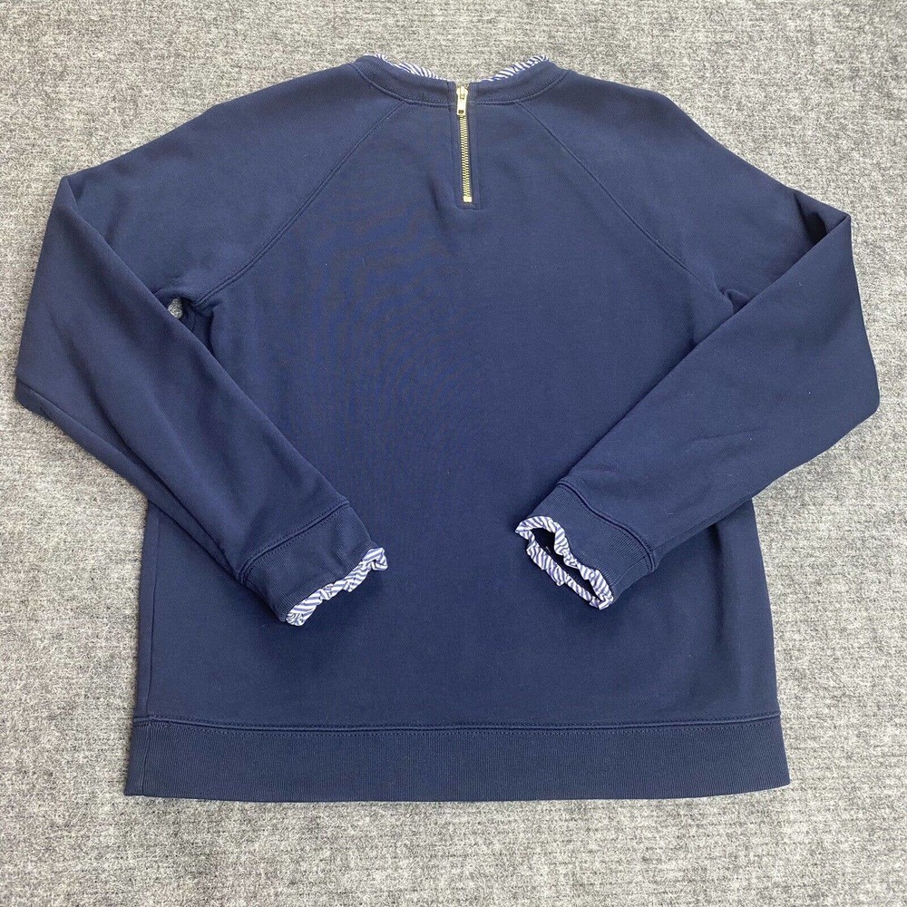 J Crew Womens Sweatshirt Blue Small Stripe Collar Cuffs - Picture 5 of 7